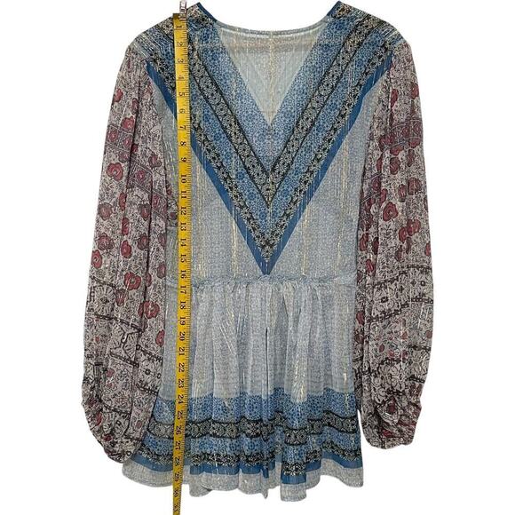 Free People Bohemian Aliyah Printed Long Sleeve Sheer Tunic Top (S) - Picture 9 of 16